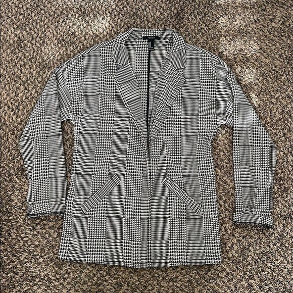 Forever 21 black and white jacket blazer houndstooth print size medium womens - Picture 1 of 5